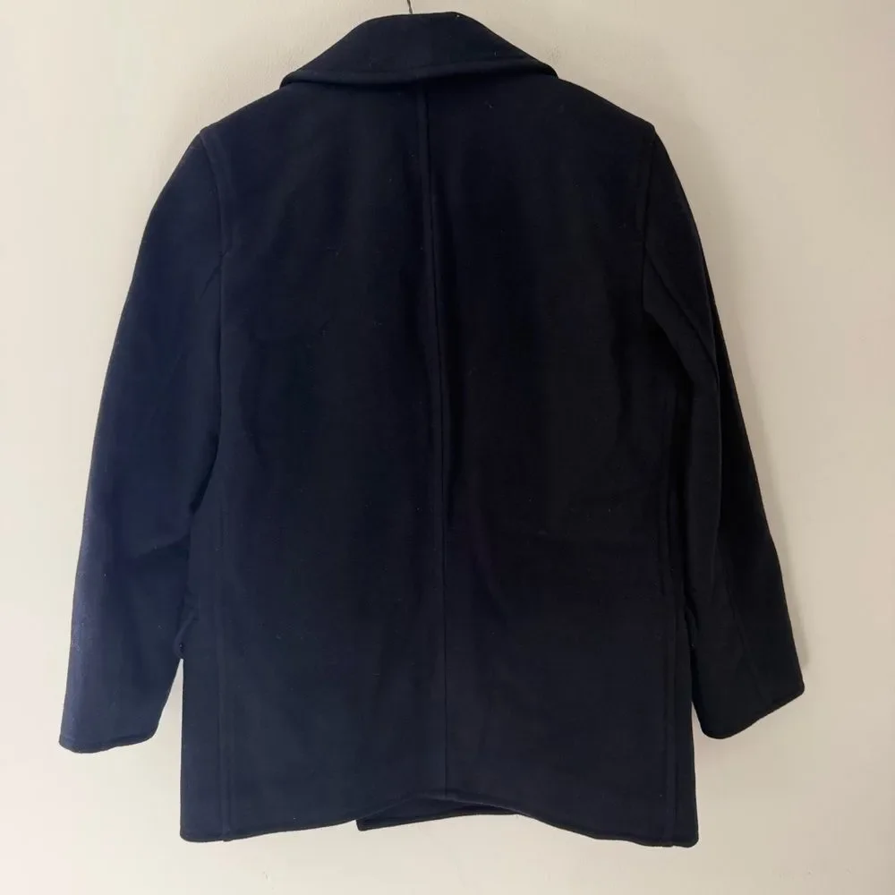 J Crew NWT Dock Peacoat Pea Coat Wool Navy Jacket Size Medium Classic Nautical